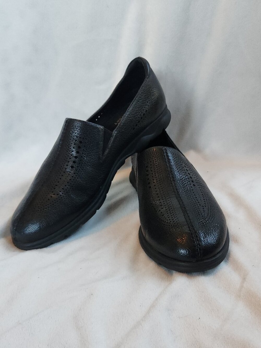 Vaneli Sport Slip-On Loafers in Black w/ Perforated Leather Details